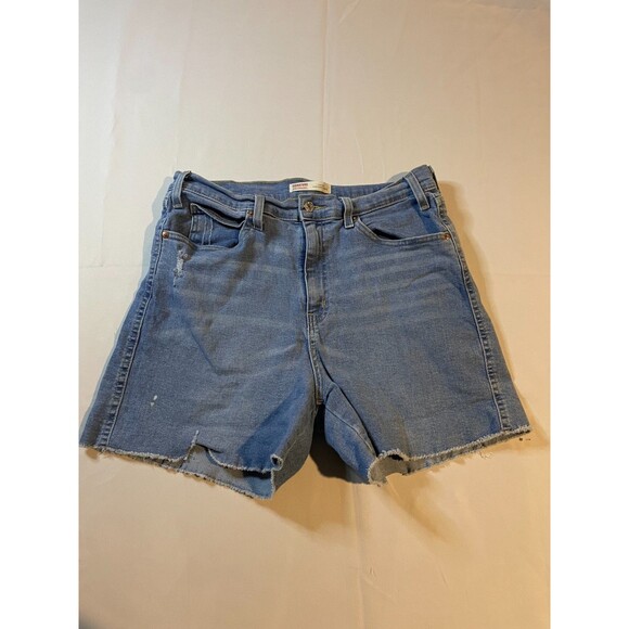 Signature Levi Strauss Shorts High Rise Heritage Womens 16 Blue Denim Cut Off - Picture 1 of 5